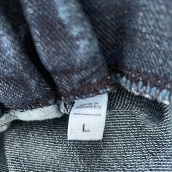 Loft High Rise Paper Bag Waist Dark Wash Cropped Denim Sz L - Picture 6 of 7